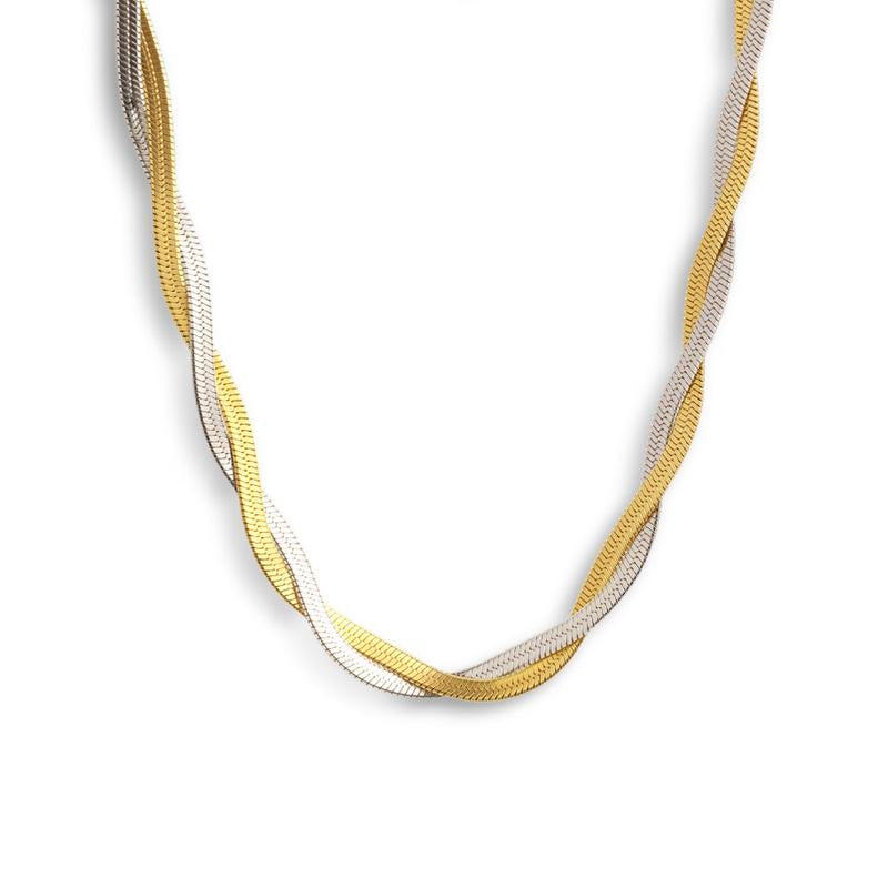EVRY JEWELS Gold or Silver Plated Stainless Steel Women'S Waterproof Two-Tone Medusa Necklace